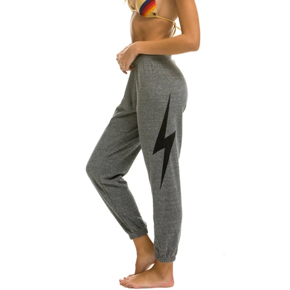 Aviator Nation BOLT SWEATPANTS - HEATHER GREY Small NWOT